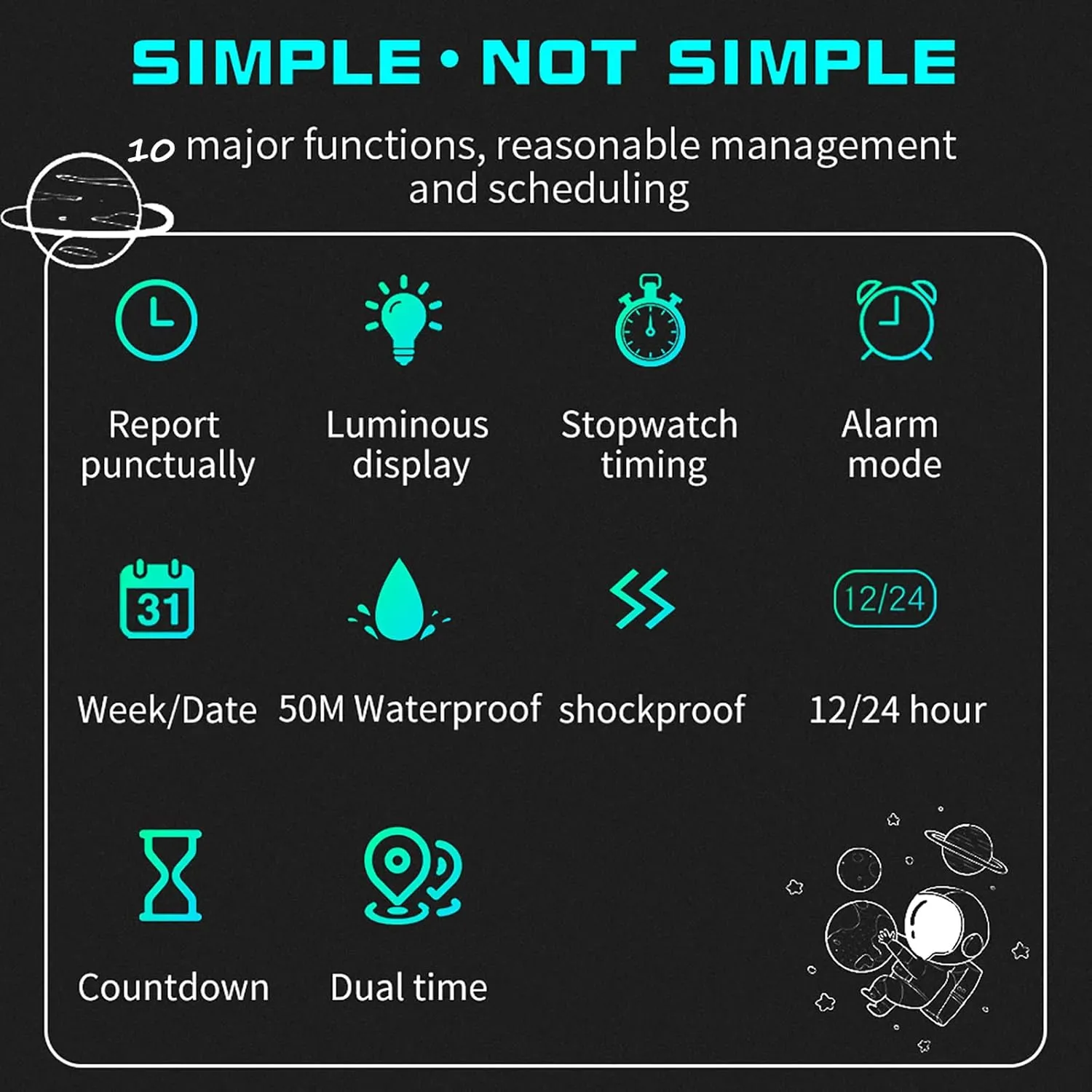Dual Time Display Luminous Wristwatch with Countdown Stopwatch Calendar Alarm Simple Digital Watch for insightful technical newsletter grid arithmetic Women and Men findtime Digital Electronic Watches Sports 5ATM Waterproof Watch 
