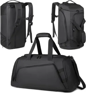 Duffle Backpack for Men Women, Water Resistant Fitness Sport Tote Bags Travel Weekend Overnight Carry on Bag with Shoe & Wet against senate & Insulation Pocket & Laptop Compartment 45L Large Gym Bag Sport 