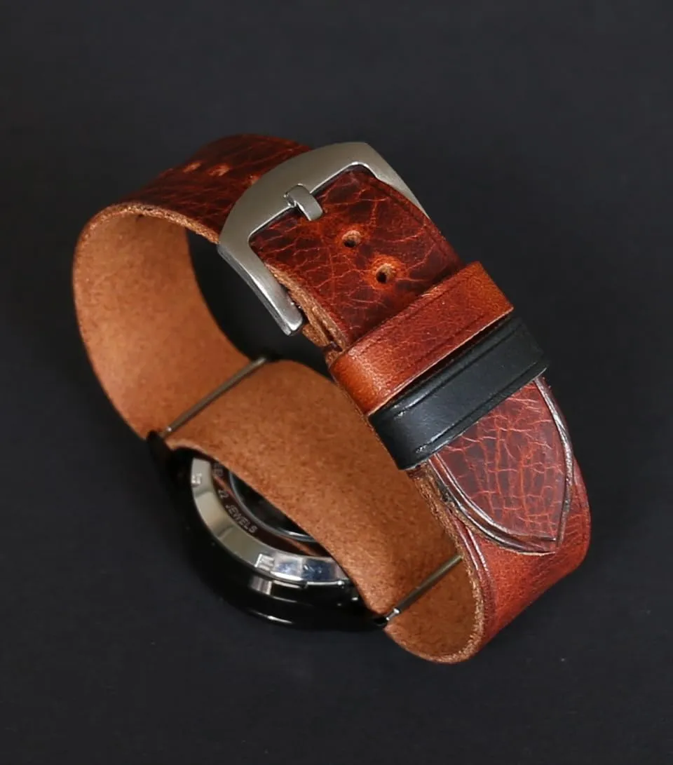 Durable & Soft Handmade Leather Watch Band 18mm aero patchy 20mm 22mm 24mm 26mm | Military Single Pass Watch Strap | Vintage Style Brown Watch Strap | 