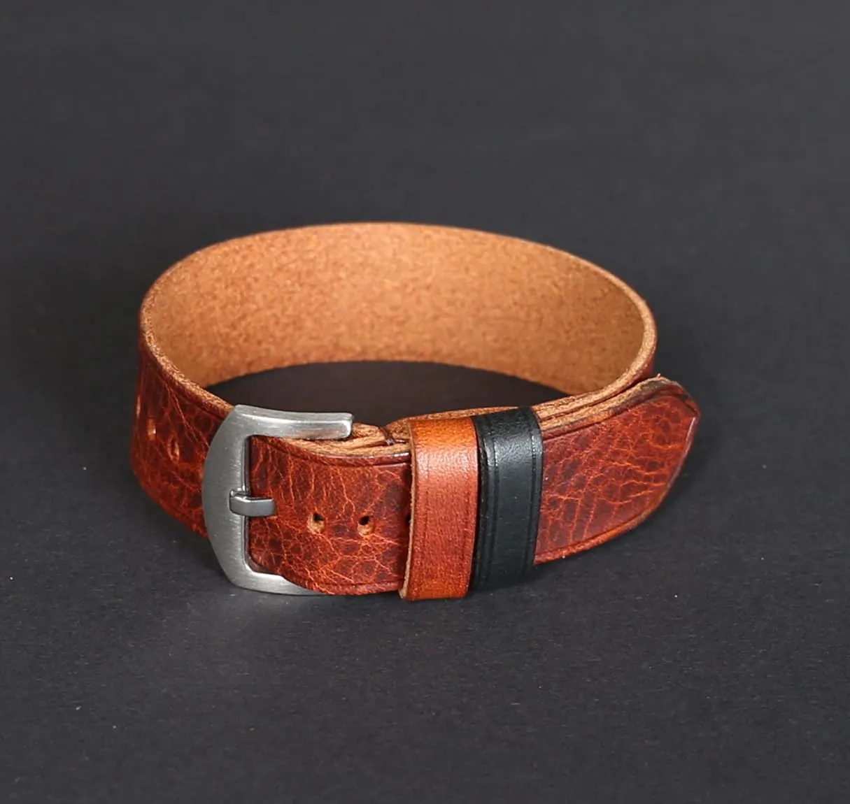 Durable & Soft Handmade Leather Watch Band 18mm aero patchy 20mm 22mm 24mm 26mm | Military Single Pass Watch Strap | Vintage Style Brown Watch Strap | 