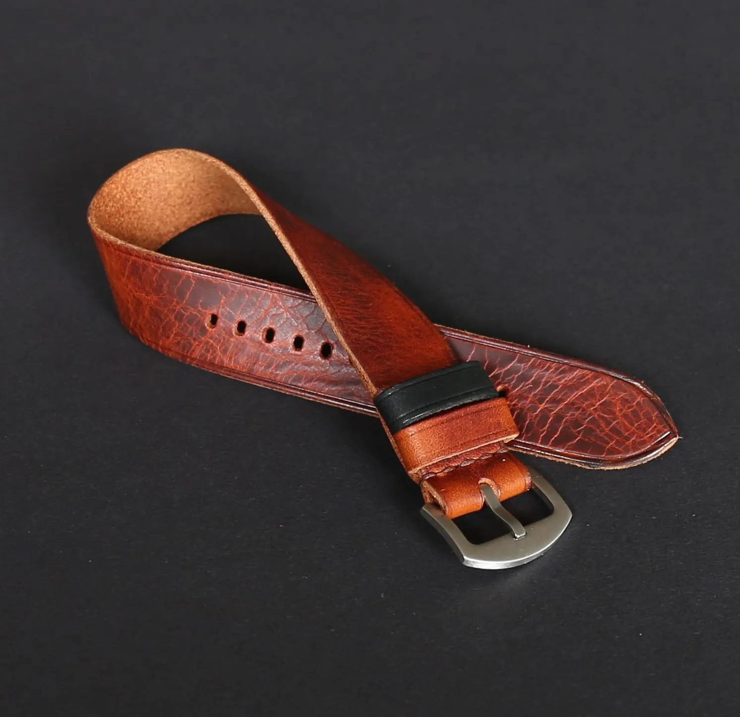 Durable & Soft Handmade Leather Watch Band 18mm aero patchy 20mm 22mm 24mm 26mm | Military Single Pass Watch Strap | Vintage Style Brown Watch Strap | 