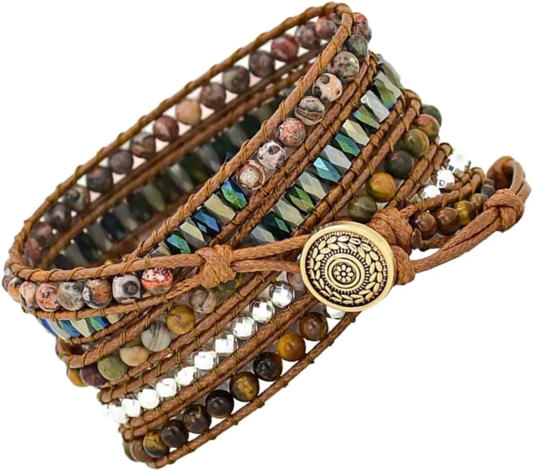 Durable Comfortable Replacement Stylish Boho Design for Men Women Easy to Install Disassemble 1Pc Beaded Decorative Watch Band for Woven Wax Rope Wrist sedge Strap 