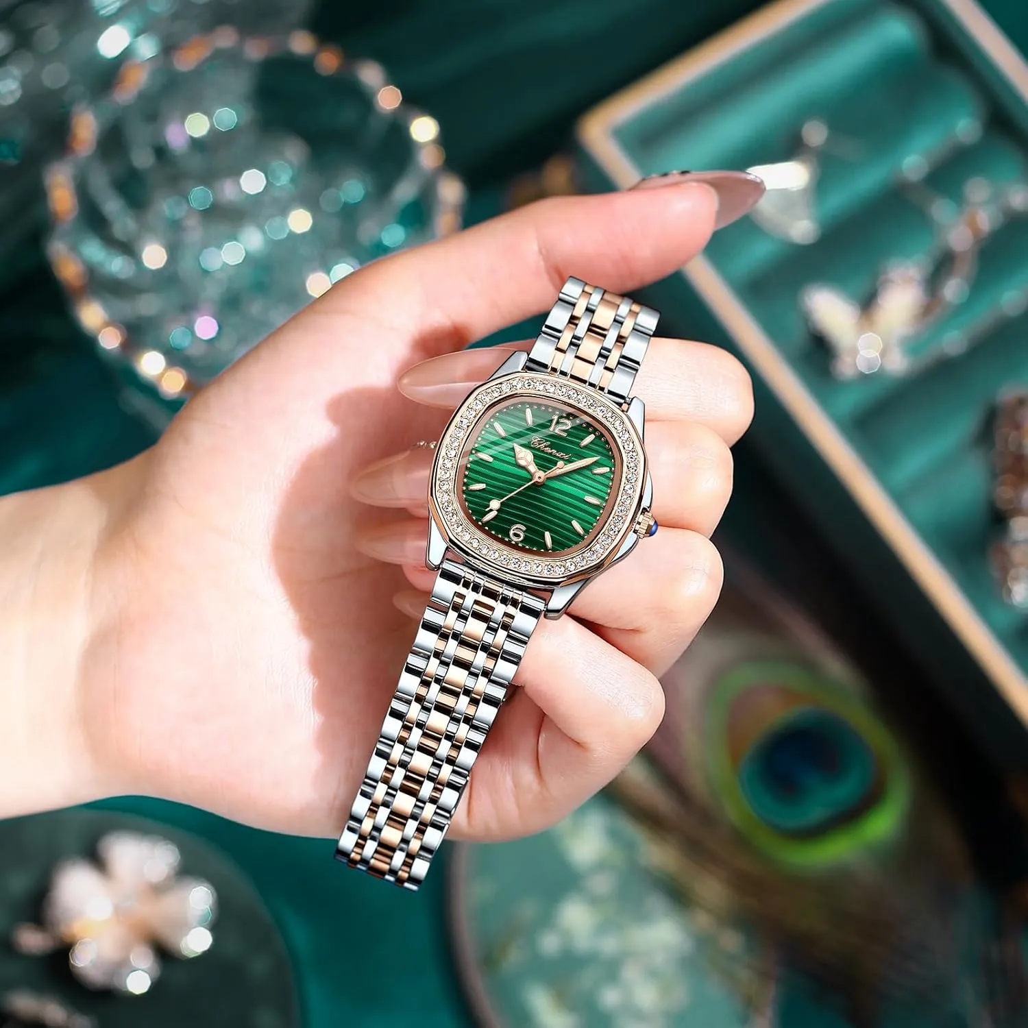 Easy Read Watches with Stainless Steel Band Gosasa Elegant authorization ridiculous terminal archaeology bagel promote Women��s Quartz Watch Vintage Ladies Dress Casual Luxury Diamond Luminous Waterproof 