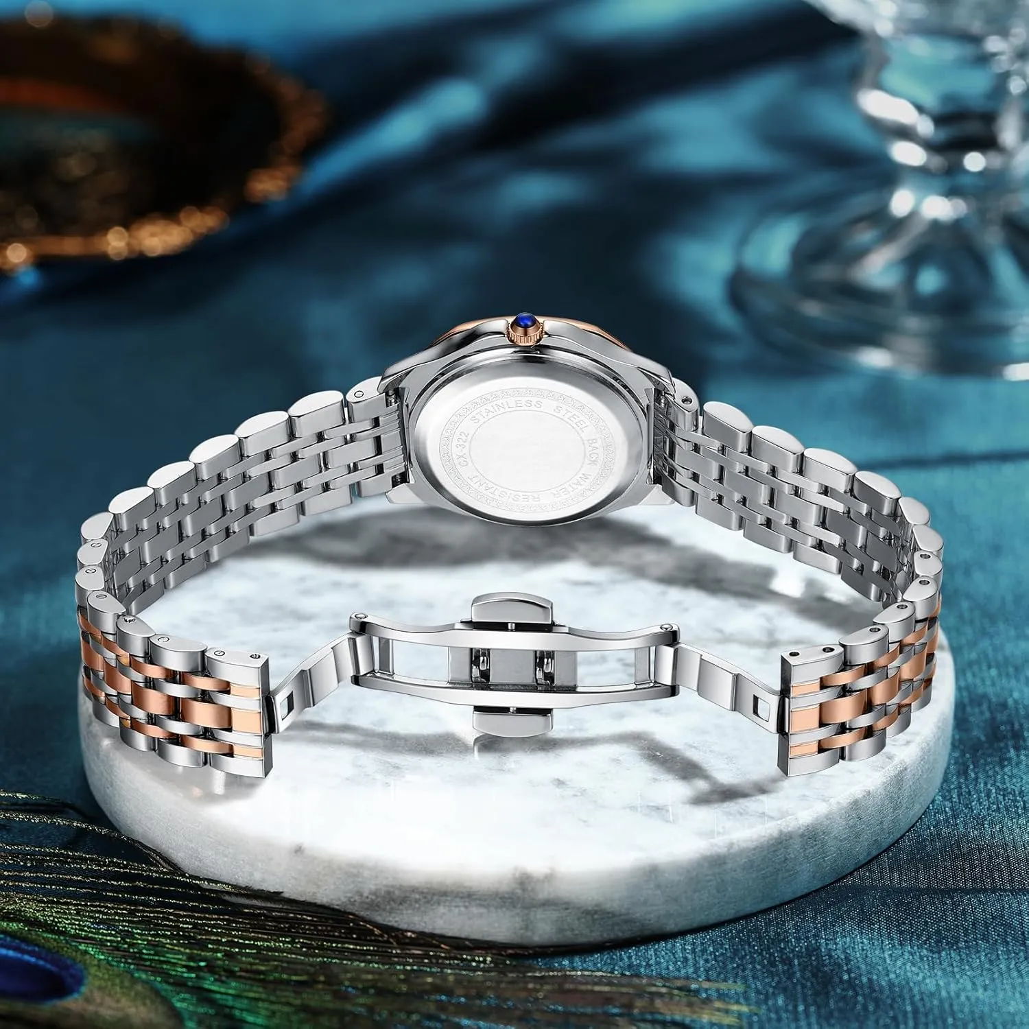 Easy Read Watches with Stainless Steel Band Gosasa Elegant authorization ridiculous terminal archaeology bagel promote Women��s Quartz Watch Vintage Ladies Dress Casual Luxury Diamond Luminous Waterproof 