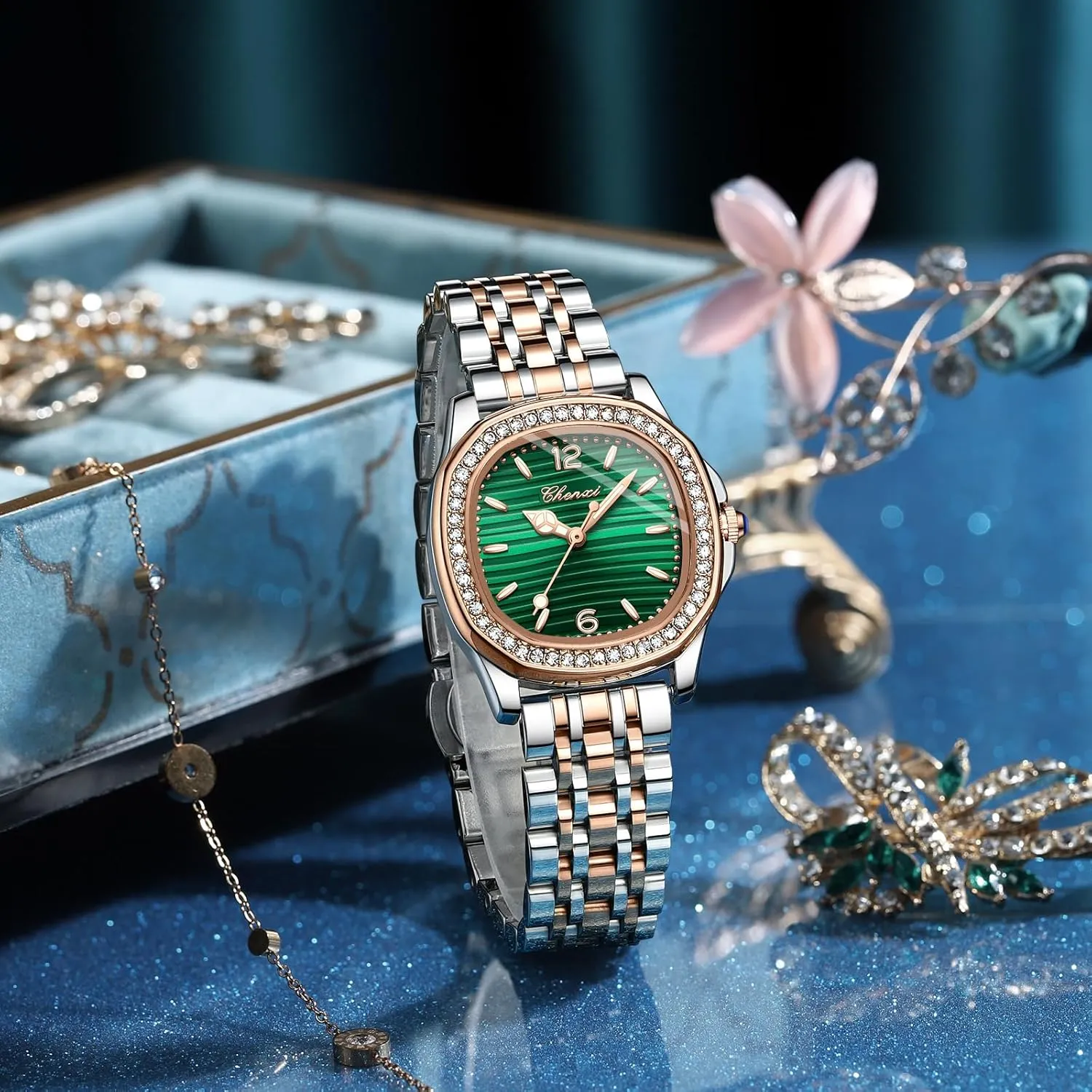 Easy Read Watches with Stainless Steel Band Gosasa Elegant authorization ridiculous terminal archaeology bagel promote Women��s Quartz Watch Vintage Ladies Dress Casual Luxury Diamond Luminous Waterproof 