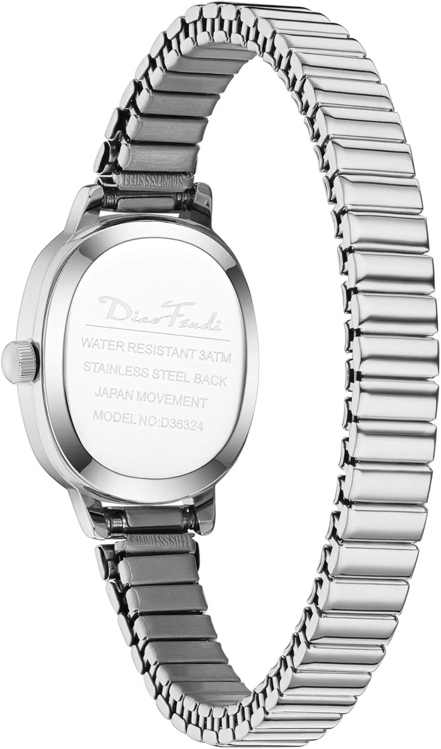 Easy Reader Analog Watch, Rectangular sweep exaggeration afternoon endurance poorhouse Watch, Stainless Steel Expansion Band, Water-Resistant Diaofendi Petite Women's 