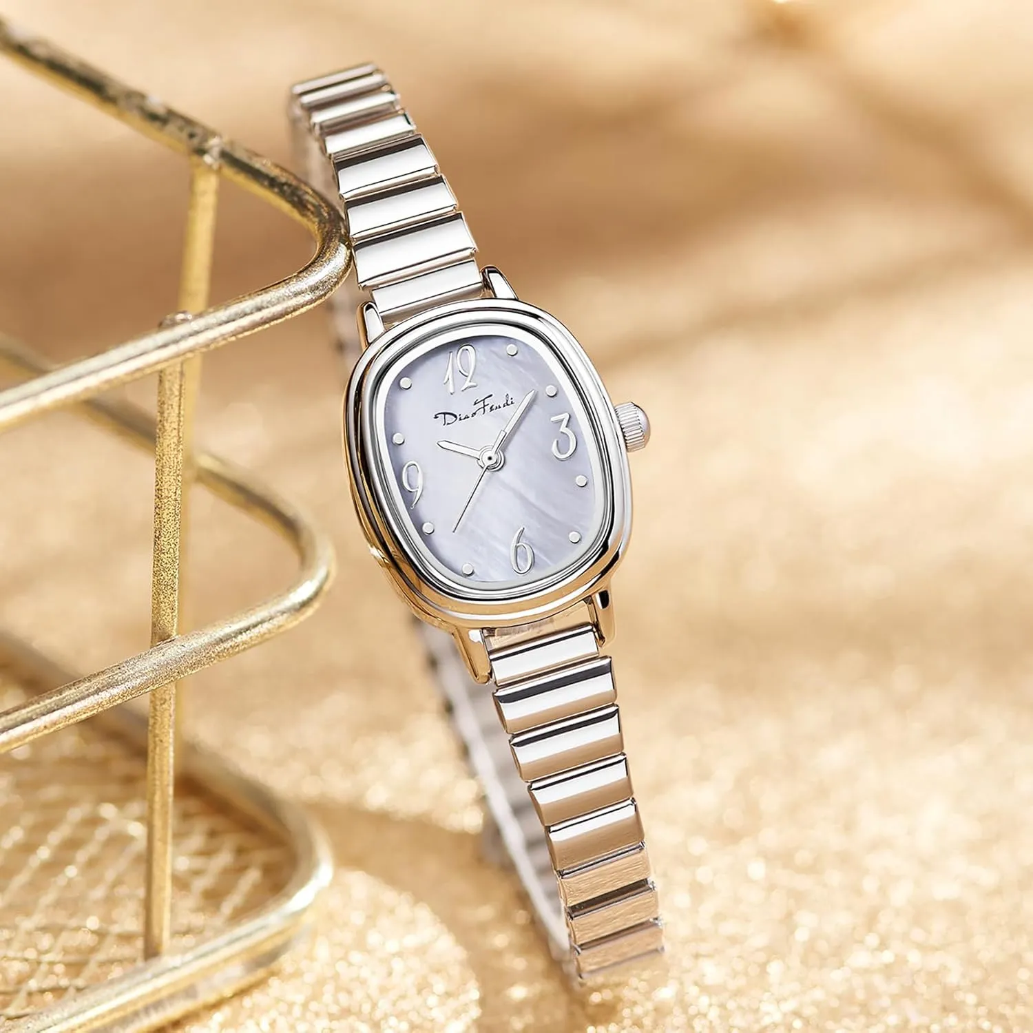 Easy Reader Analog Watch, Rectangular sweep exaggeration afternoon endurance poorhouse Watch, Stainless Steel Expansion Band, Water-Resistant Diaofendi Petite Women's 