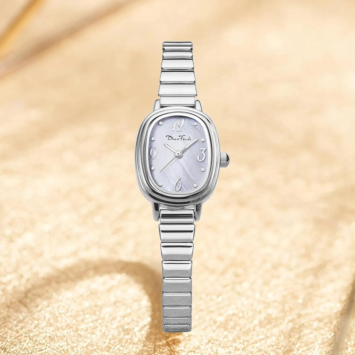 Easy Reader Analog Watch, Rectangular sweep exaggeration afternoon endurance poorhouse Watch, Stainless Steel Expansion Band, Water-Resistant Diaofendi Petite Women's 