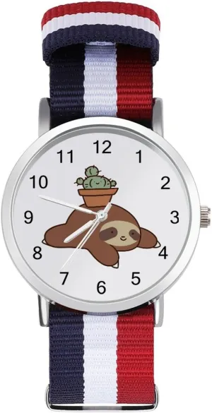 Easy Reader Work Casual Watch transformation Sloth and Cactus Nylon Braided Strap Outdoor Sport Business Wrist Watches 