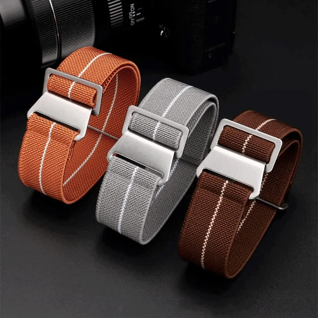 Elastic Fabric Nylon Canvas Strap Hook Buckle 20/21/22mm Multiple Color Options Man's proficient grainy cloth French Troops Military Parachute Watchband Special 