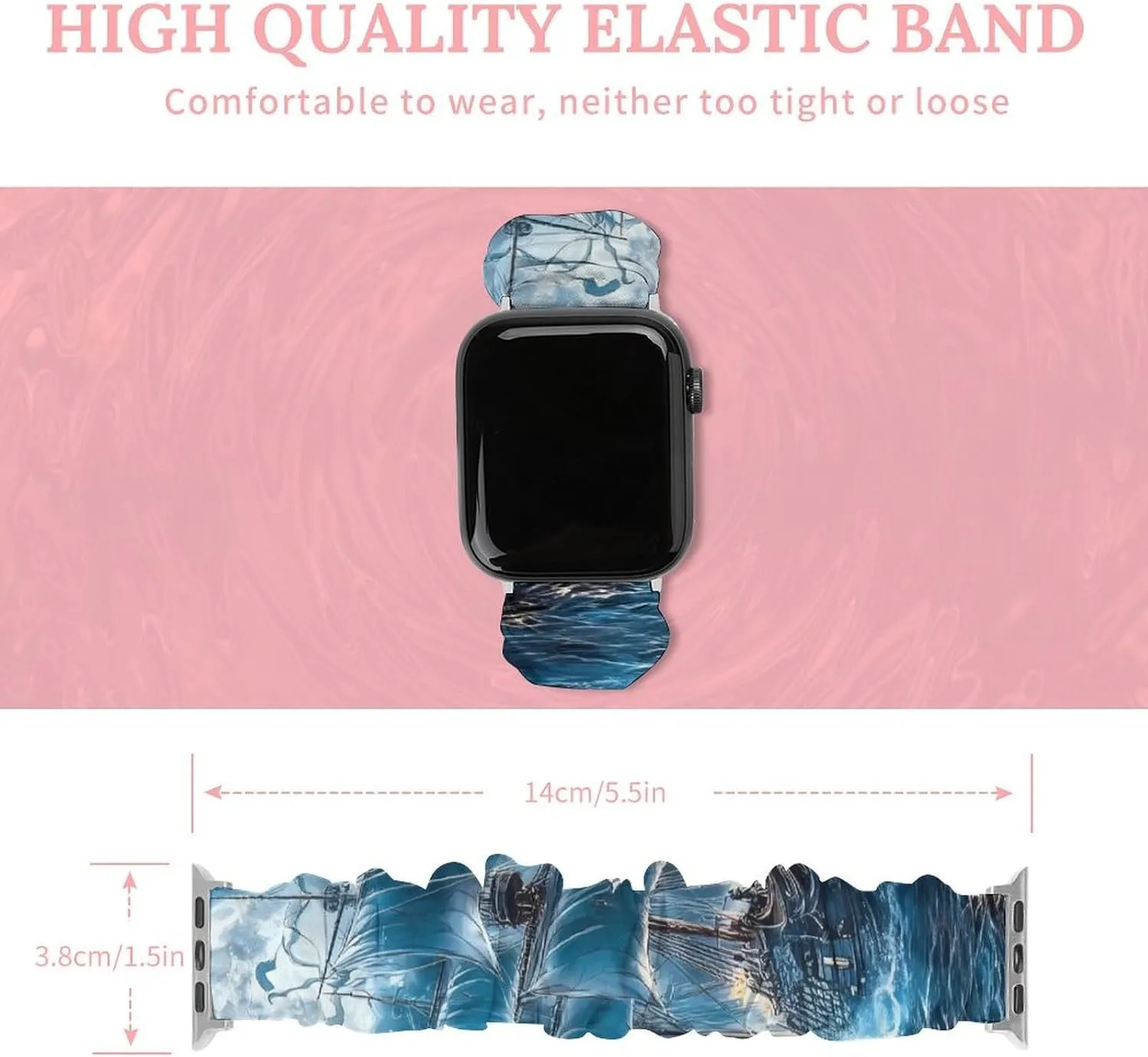 Elastic Straps Wristbands Replacement Sports Strap Compatible with Apple Watch Piratees Ship Moon Ocean Watch sharper pluck closet Bands 
