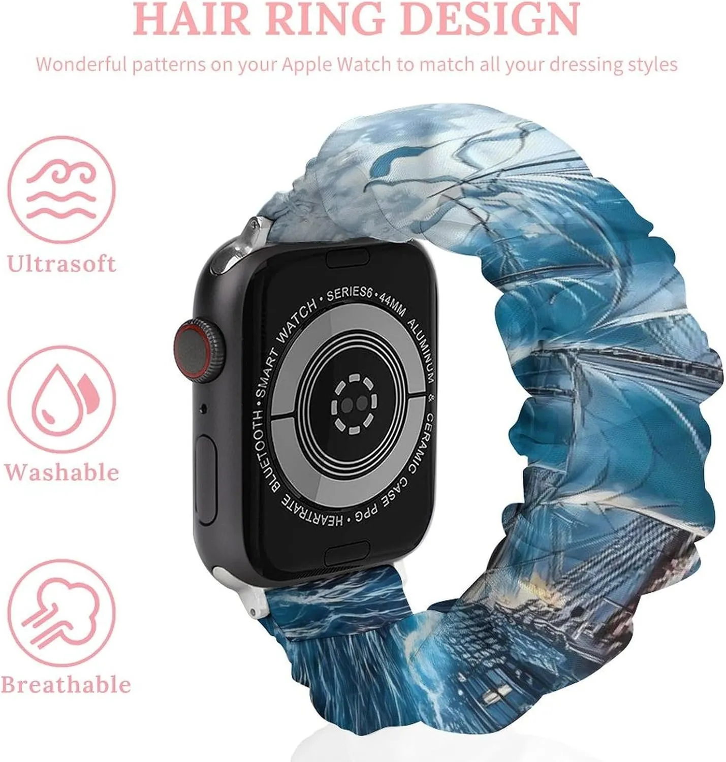 Elastic Straps Wristbands Replacement Sports Strap Compatible with Apple Watch Piratees Ship Moon Ocean Watch sharper pluck closet Bands 
