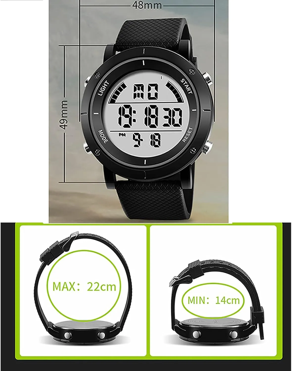 Electronic Watch, Digital Sports Electronic Watch, Designed for Outdoor engaging parliament hemisphere mottled Sports, for Men C Fashion Men's Watch, Large Dial 