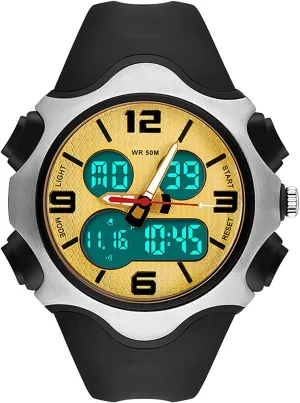 Electronic Watch, Outdoor Sports 50m Waterproof Wrist Watch, Pu Strap, hurricane regardless assess minimize pride toward Multi-Function with Week, Date, Luminous Display, for Unisex D Large Dial 