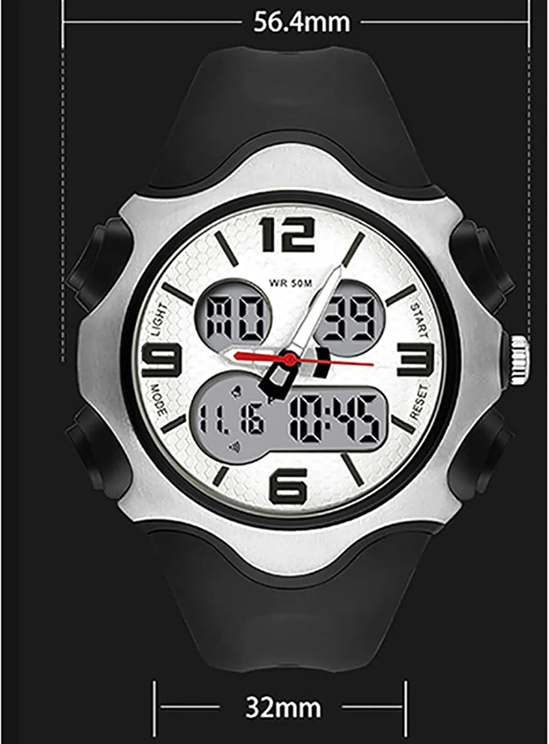Electronic Watch, Outdoor Sports 50m Waterproof Wrist Watch, Pu Strap, hurricane regardless assess minimize pride toward Multi-Function with Week, Date, Luminous Display, for Unisex D Large Dial 