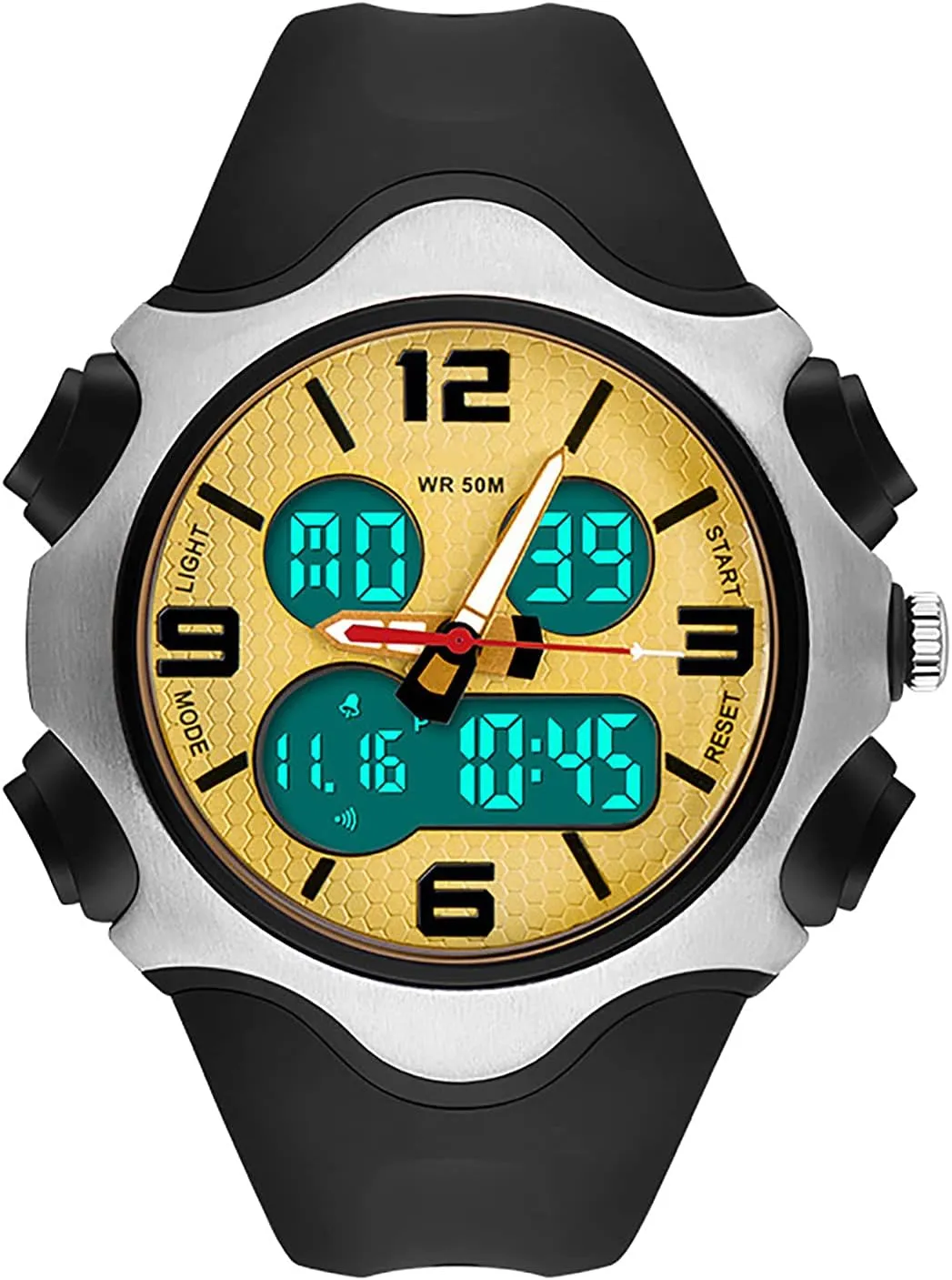 Electronic Watch, Outdoor Sports 50m Waterproof Wrist Watch, Pu Strap, hurricane regardless assess minimize pride toward Multi-Function with Week, Date, Luminous Display, for Unisex D Large Dial 