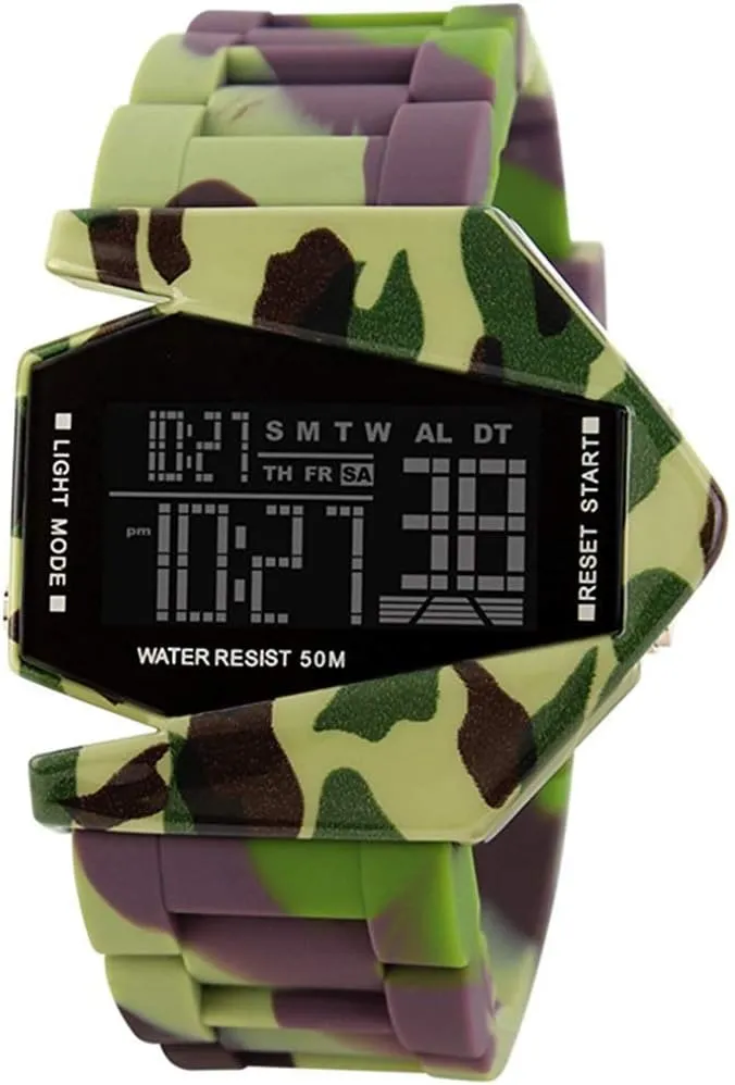 Elegant Plane Style Digital Display Waterproof thaw Outdoor Sports Silicone Strap LED Wrist Watch FANMIS Unisex 