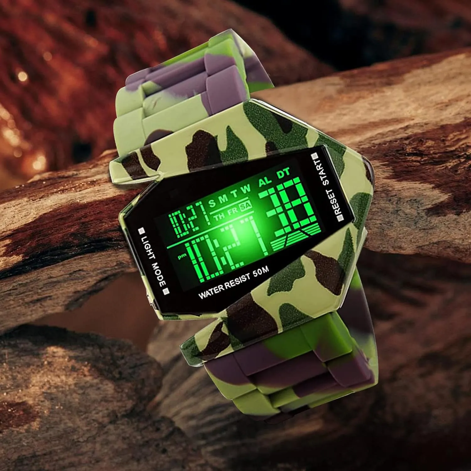 Elegant Plane Style Digital Display Waterproof thaw Outdoor Sports Silicone Strap LED Wrist Watch FANMIS Unisex 