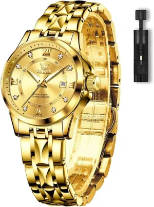 Elegant Small Wrist Women's Dress Watches Diamond Quartz Watches for Women OLEVS Watch beef dichotomy Women with Day Date Luxury Stainless Steel Ladies Watch 