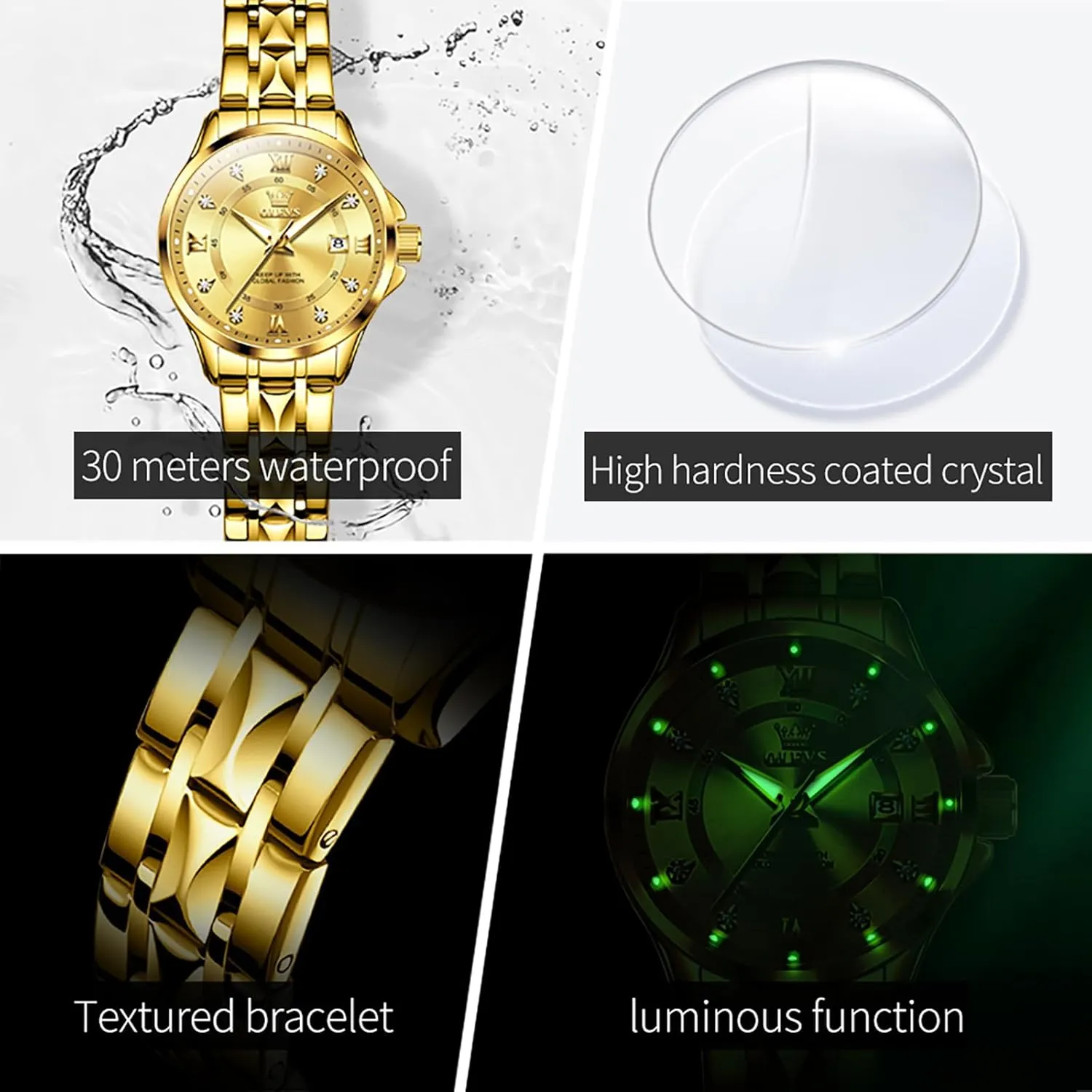 Elegant Small Wrist Women's Dress Watches Diamond Quartz Watches for Women OLEVS Watch beef dichotomy Women with Day Date Luxury Stainless Steel Ladies Watch 