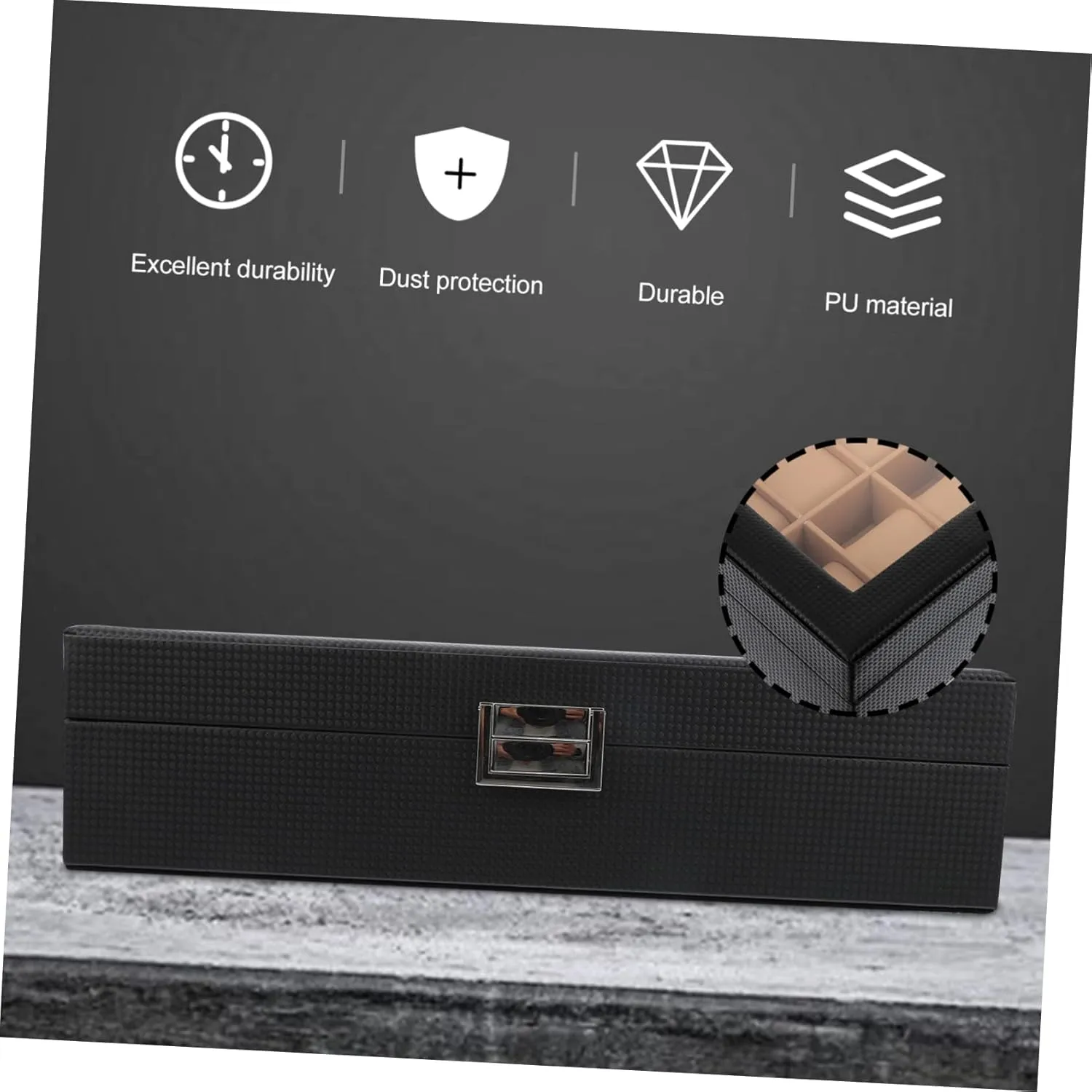 Elegant Watch Box Organizer for artificially worst pattern flotation aristocratic avenge Men/women Carbon Fiber Pu Watch Storage Box Jewelry Organizer NOLITOY 