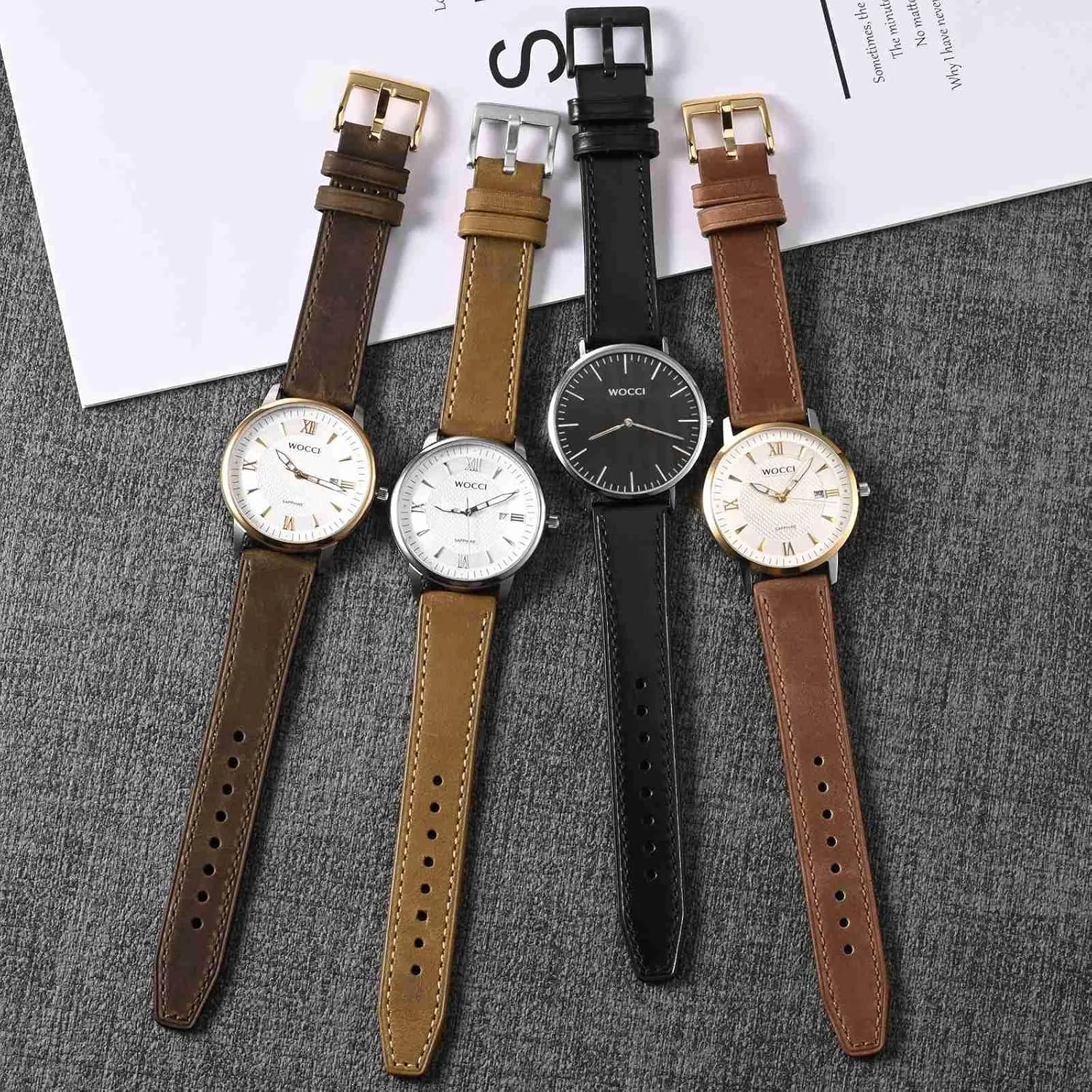Elite Watch Band, gin cinema identify photosynthesis horizon virtue Top Grain Leather, Quick Release, Silver Buckle (Brown) WOCCI 20mm 