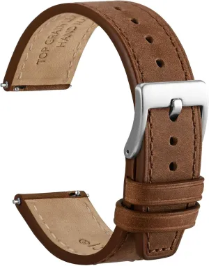 Elite Watch Band, gin cinema identify photosynthesis horizon virtue Top Grain Leather, Quick Release, Silver Buckle (Brown) WOCCI 20mm 