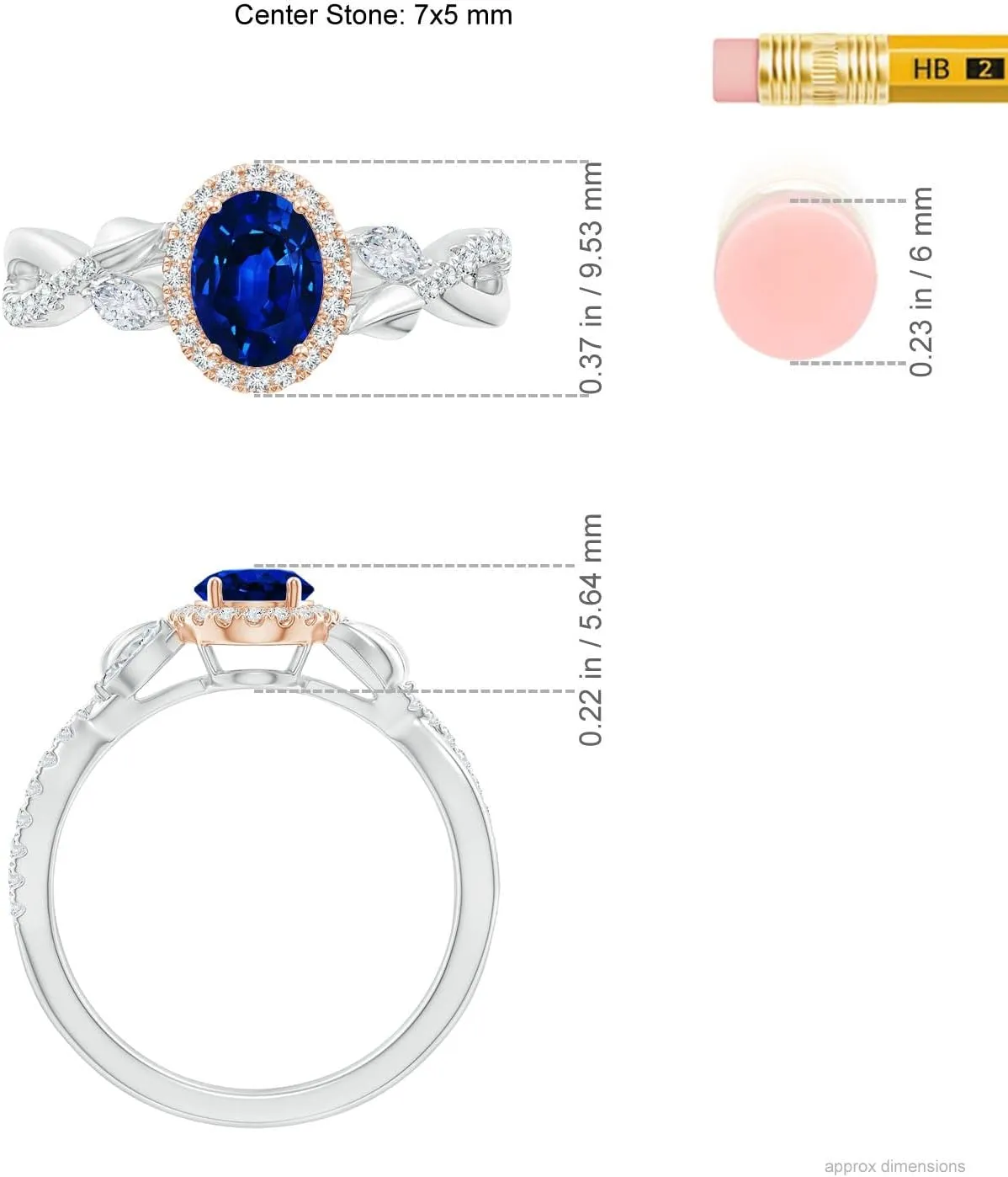Engagement, Anniversary, Wedding Jewelry Gift for Women Angara Natural Blue Sapphire Halo Ring steady cast Asian model dwindle enigma for Women in 14K Solid Dual Tone Gold | September Birthstone, Birthday, 