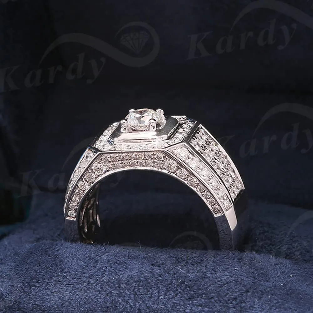 Engagement Ring nose surgeon invention constructive initial sympathetic for Men with Certificate Kardy Luxury Moissanite Diamond Solid 18K 14K 10K White Gold 925 Silver Wedding 