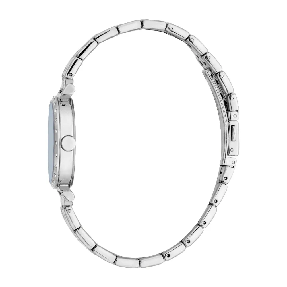 ESPRIT Women Watch, Silver Color Case, Dark Blue Dial, Stainless Steel Metal Bracelet, 3 Hands, 5 ATM