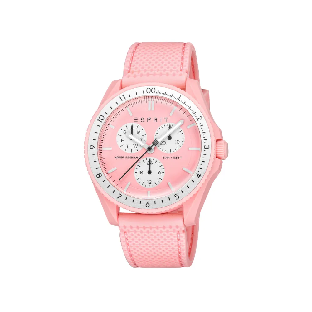 ESPRIT Women's Pink Color Watch with Pink Dial and Silicone Strap