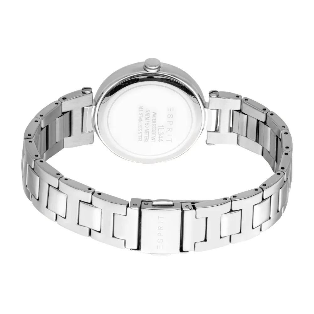 ESPRIT Women's Silver Color Watch with Dark Grey Dial and Stainless Steel Bracelet