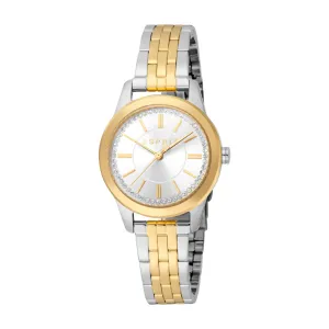 ESPRIT Women's Two Tone Silver & Gold Watch with Silver Dial and Metal Bracelet