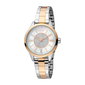 ESPRIT Women's Two Tone Silver and Rose Gold Watch with MOP Dial and Metal Bracelet