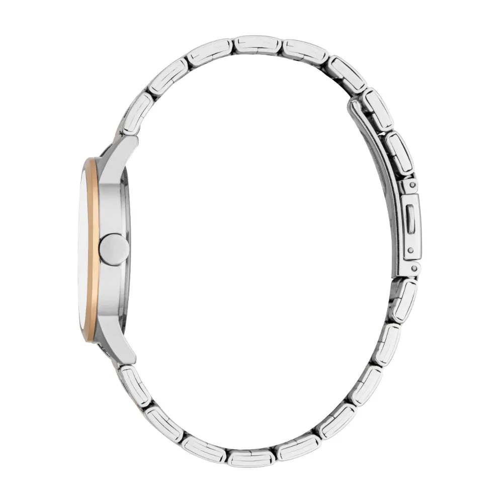 ESPRIT Women's Two Tone Silver and Rose Gold Watch with MOP Dial and Metal Bracelet