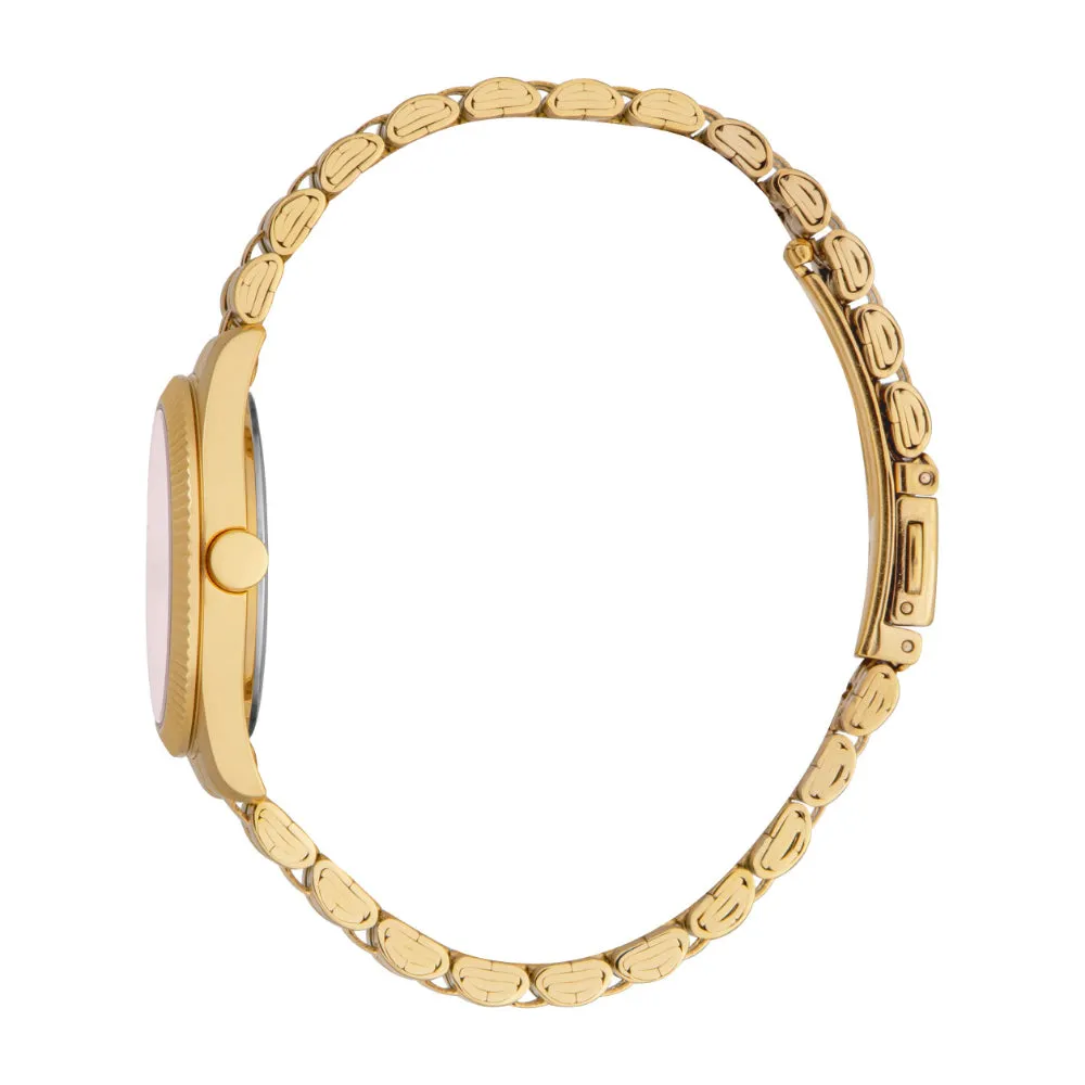 ESPRIT Women's Watch Gold Color Case Pink Dial Gold Color Metal Bracelet