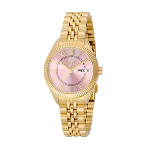 ESPRIT Women's Watch Gold Color Case Pink Dial Gold Color Metal Bracelet