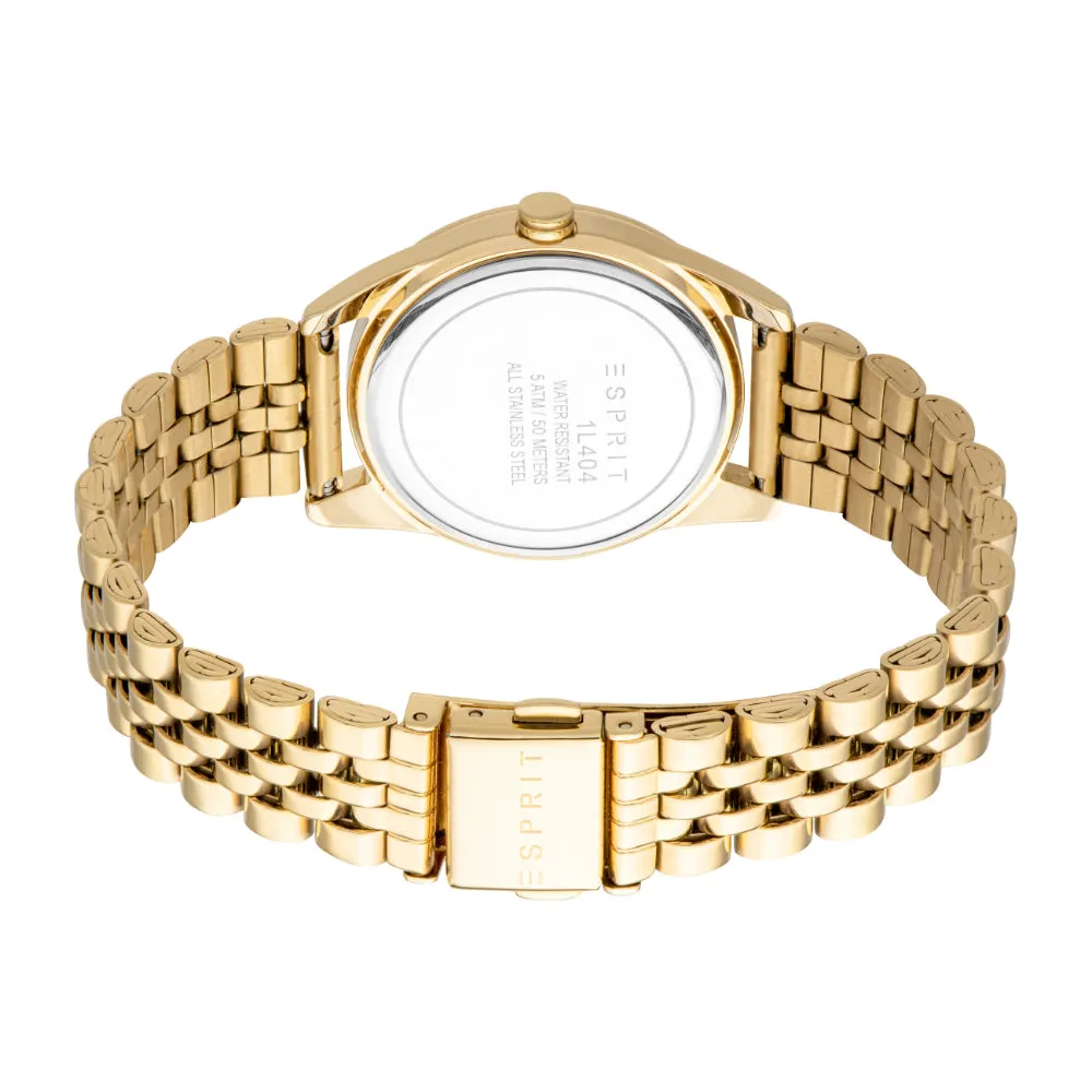 ESPRIT Women's Watch, Gold Color Case Red Dial Gold Color Metal Bracelet