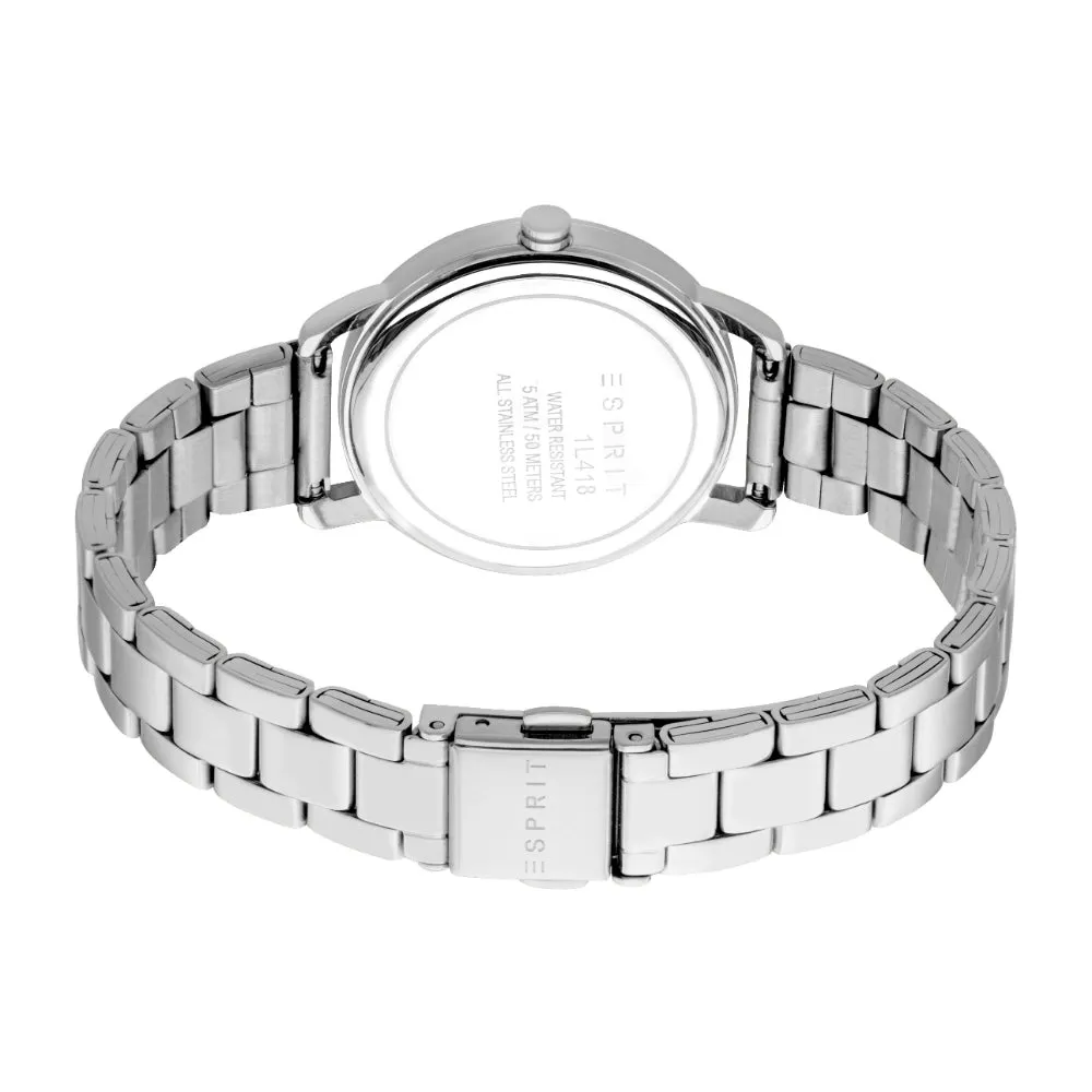 ESPRIT Women's Watch Silver Color Case White MOP Dial Stainless Steel Metal Bracelet