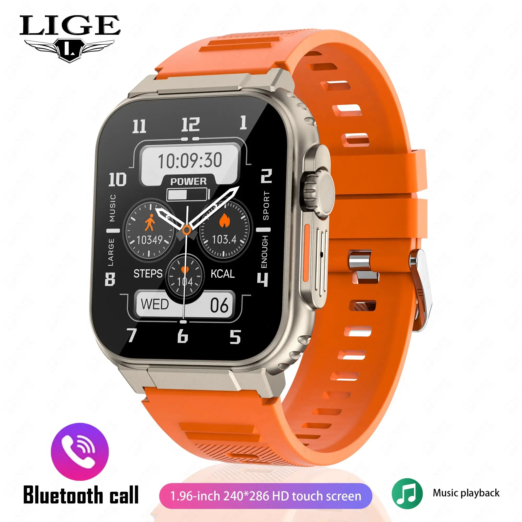 EverLast Ultra Smart Watch: 1.96" (50mm) Lg Display | iOS   Android