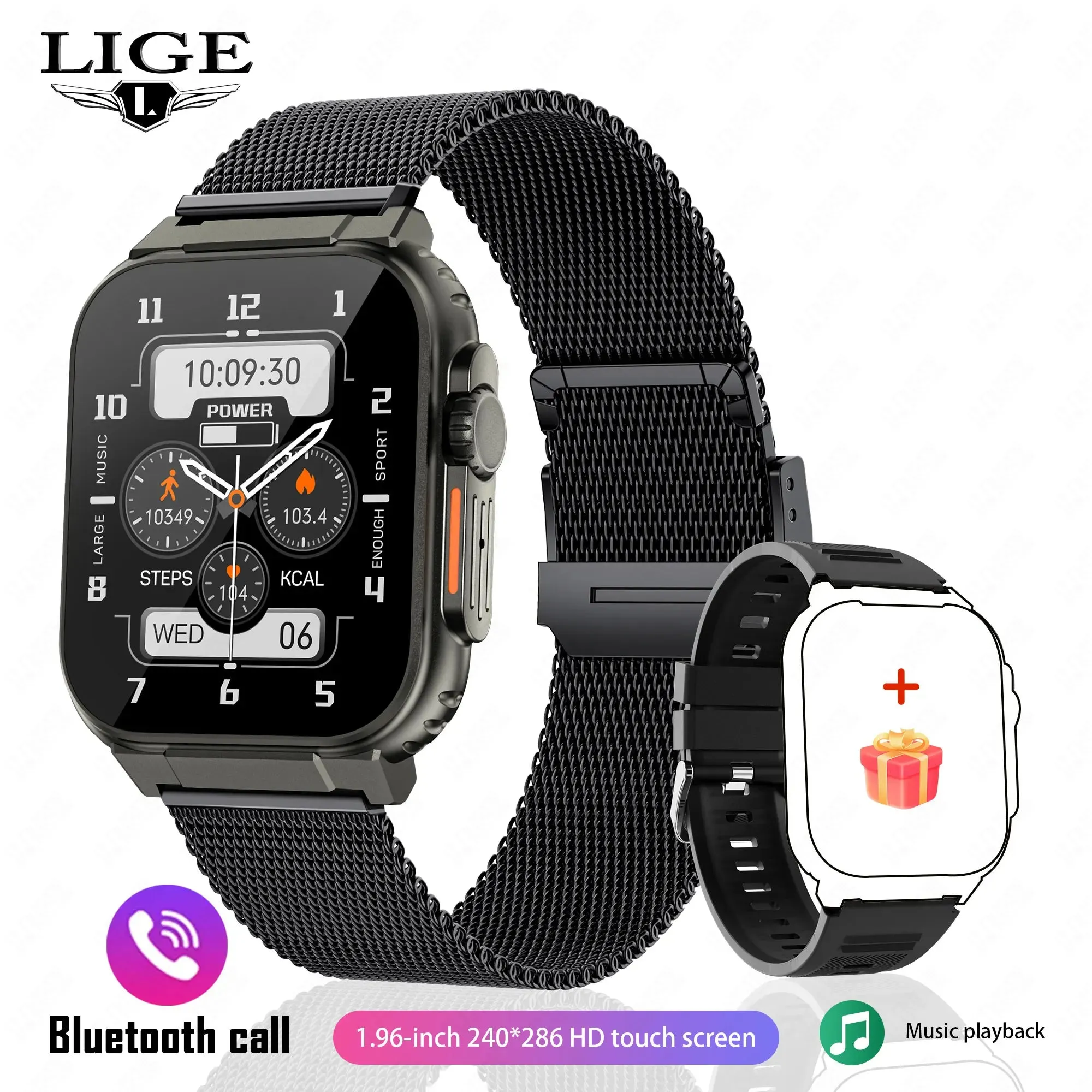 EverLast Ultra Smart Watch: 1.96" (50mm) Lg Display | iOS   Android