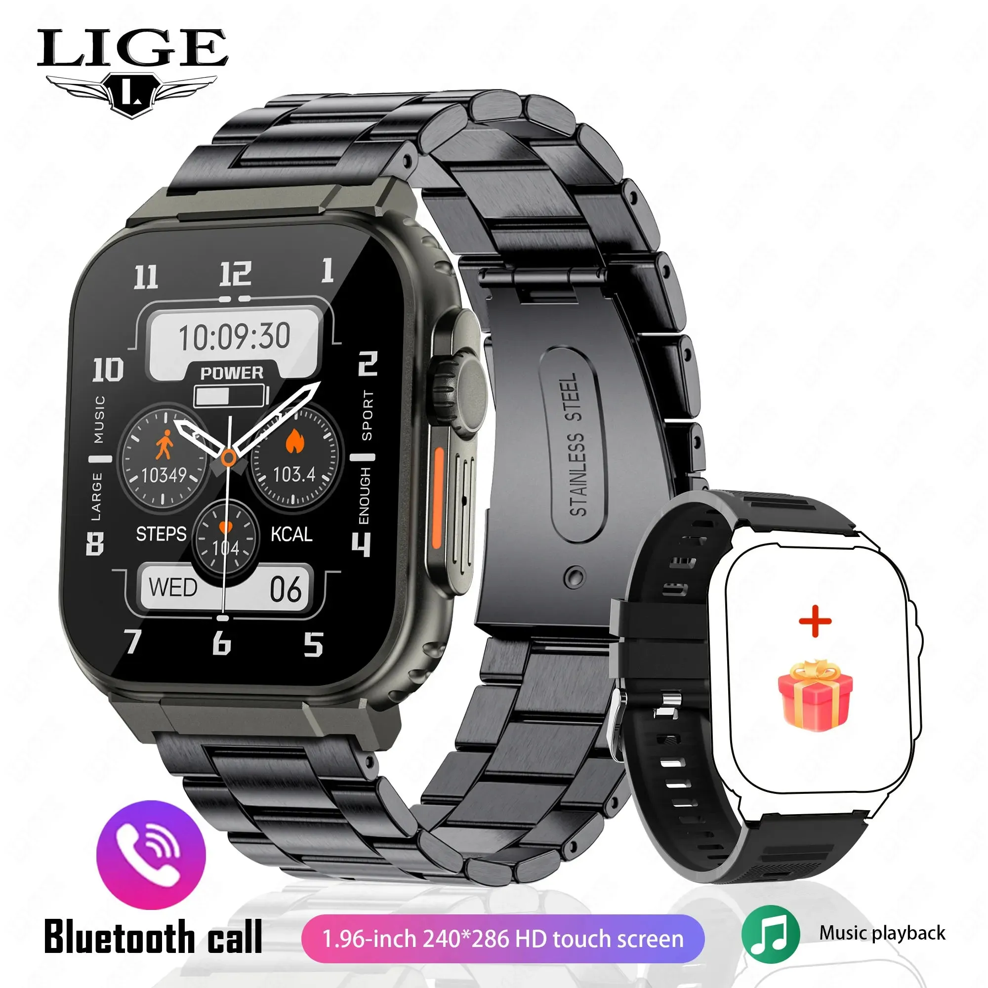 EverLast Ultra Smart Watch: 1.96" (50mm) Lg Display | iOS   Android