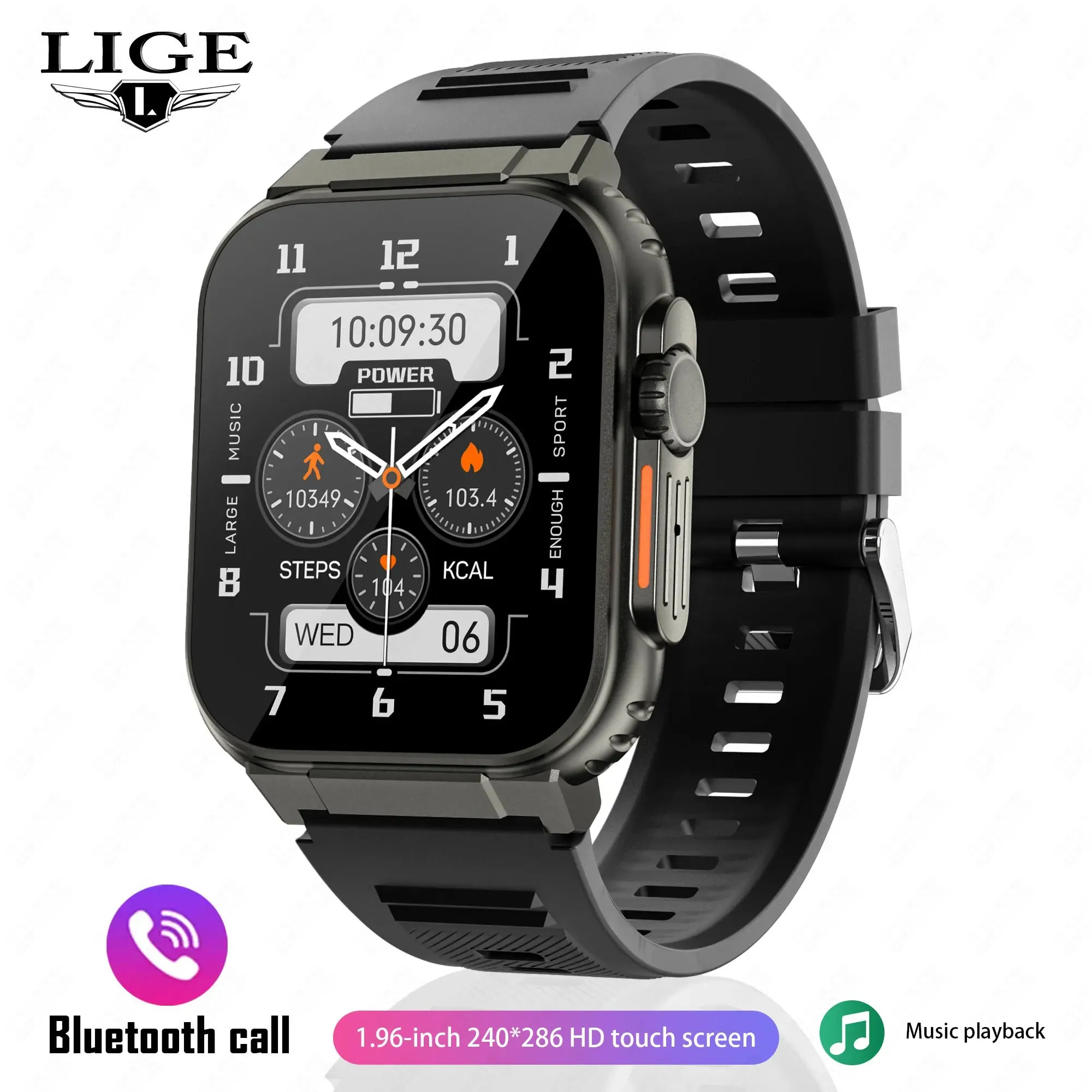 EverLast Ultra Smart Watch: 1.96" (50mm) Lg Display | iOS   Android