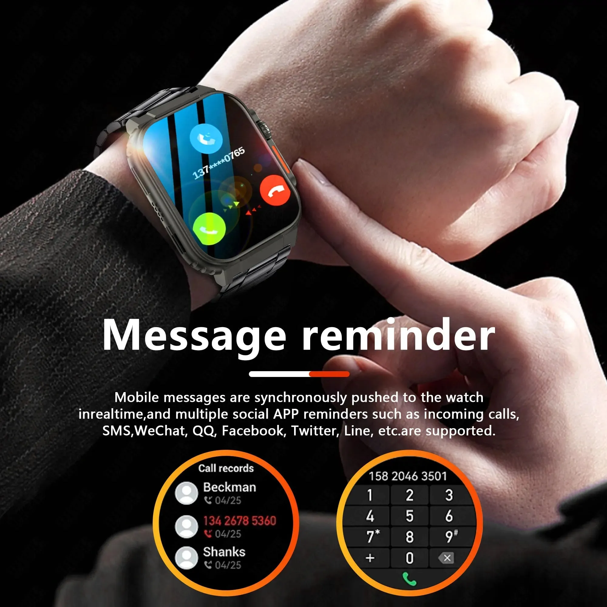 EverLast Ultra Smart Watch: 1.96" (50mm) Lg Display | iOS   Android