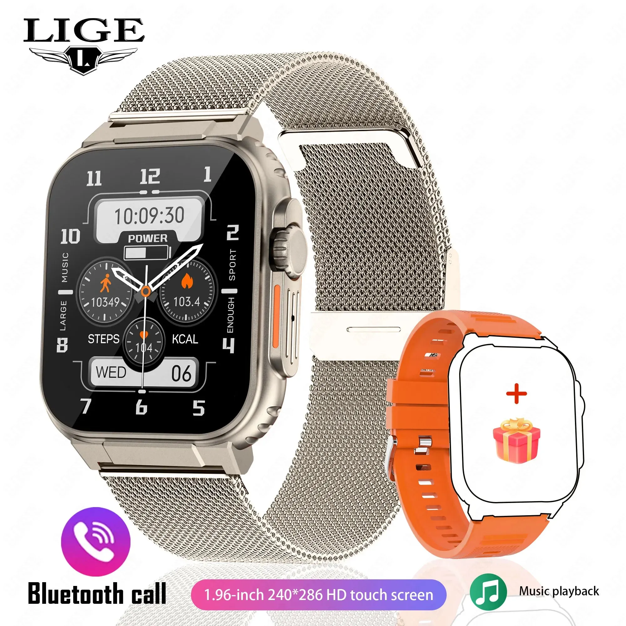 EverLast Ultra Smart Watch: 1.96" (50mm) Lg Display | iOS   Android