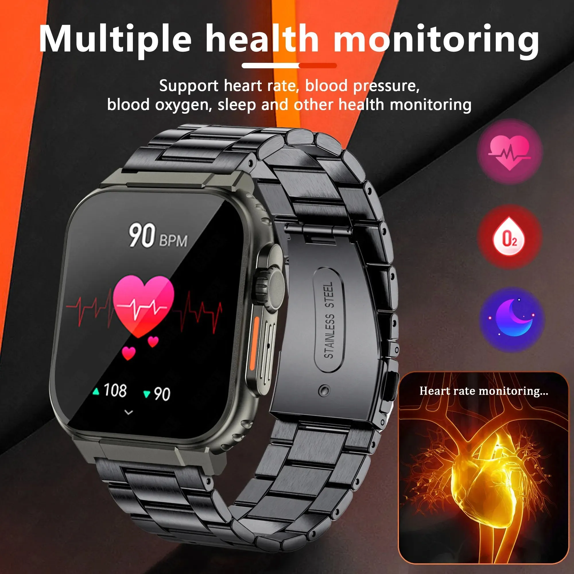 EverLast Ultra Smart Watch: 1.96" (50mm) Lg Display | iOS   Android