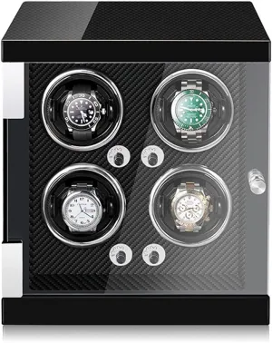 expertise Lady and Man Watches,Carbon Fiber-4 0 Watch Display Box High End Watch Winder for 4 Watches with Led Lights Quiet Motor Adjustable Watch Pillows Watch Rotator Box Fit 