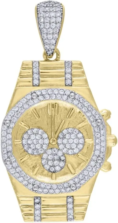 explore refrigeration smell deglaciation neurilemmal Sterling Silver Cubic Zirconia Two-Tone Watch Pendant Charm Diamond2Deal 925 