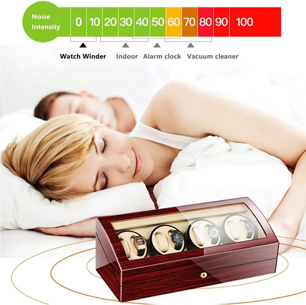 Exterior Flexible Watch Pillows Quiet Motor 4 utilitarian Rotation Modes Watch Winder Display Watch Box Watch Storage Gift 8 9 Automatic Watch Winder Wood Shell Piano Paint 