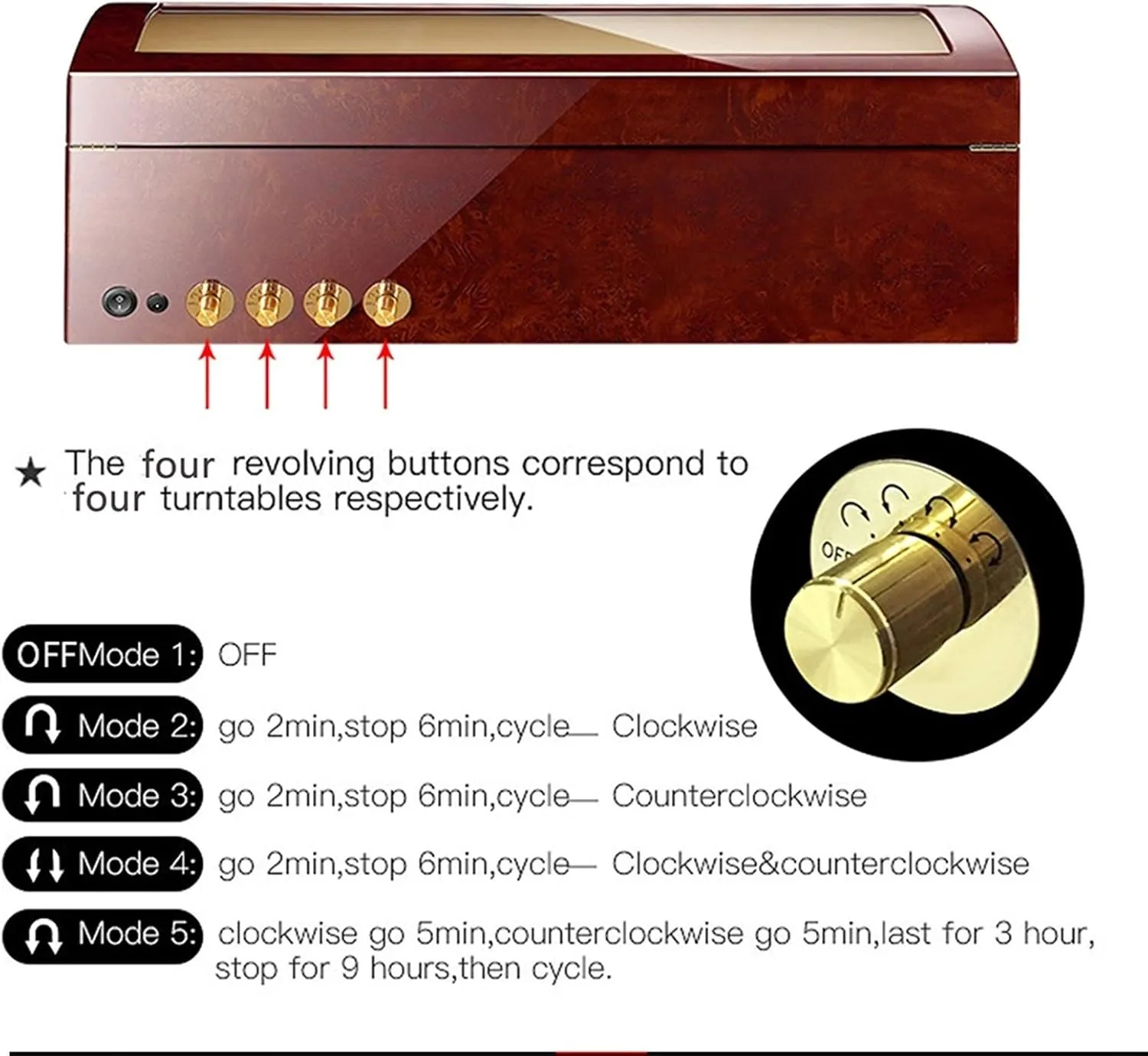 Exterior Flexible Watch Pillows Quiet Motor 4 utilitarian Rotation Modes Watch Winder Display Watch Box Watch Storage Gift 8 9 Automatic Watch Winder Wood Shell Piano Paint 